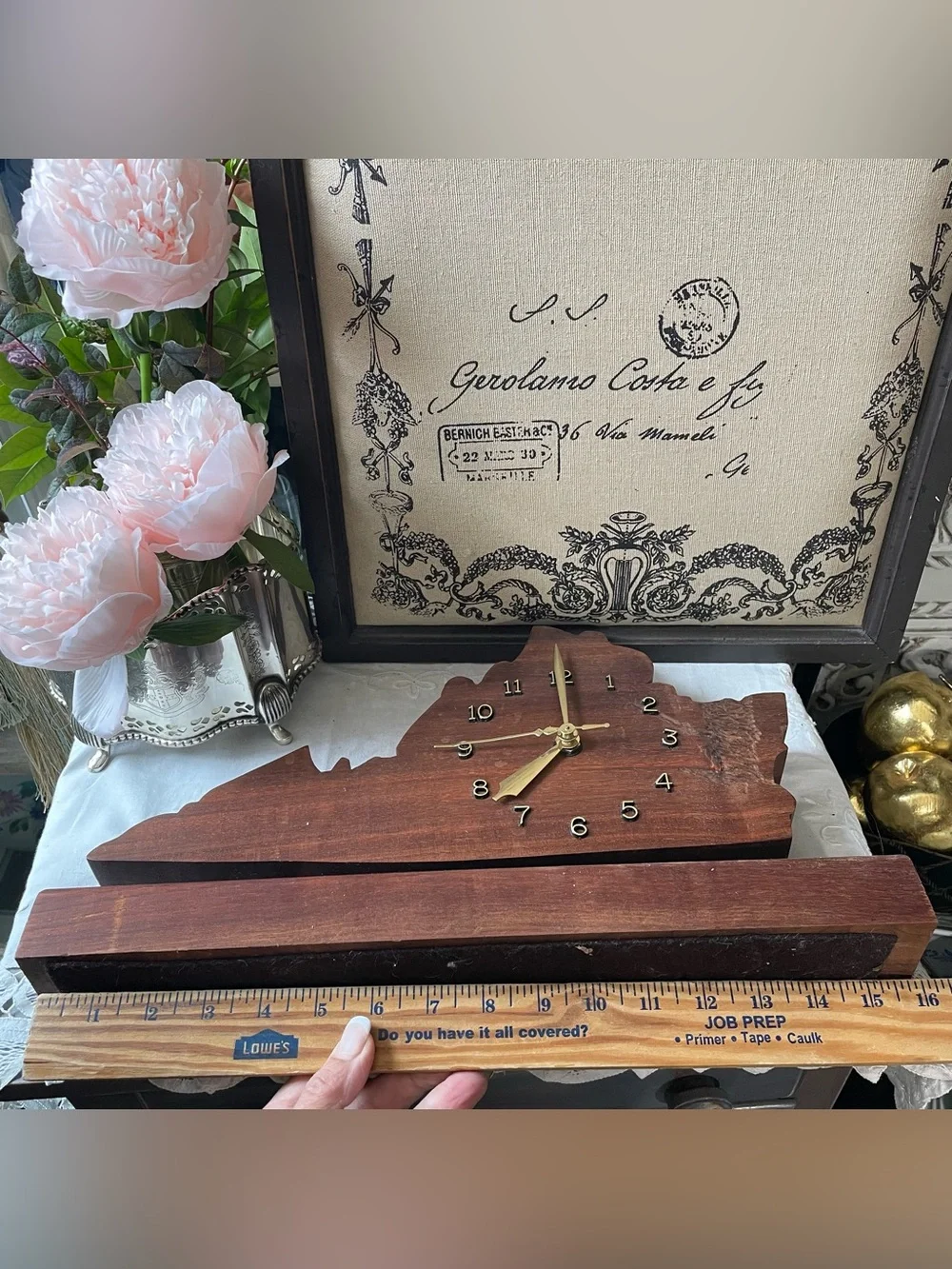 Handcrafted Virginia Wood Mantel Clock - Brown